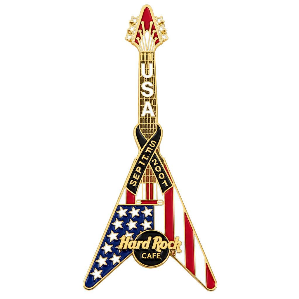 Hard Rock Cafe USA Pin September 11, 2001 Flying v Flag 1