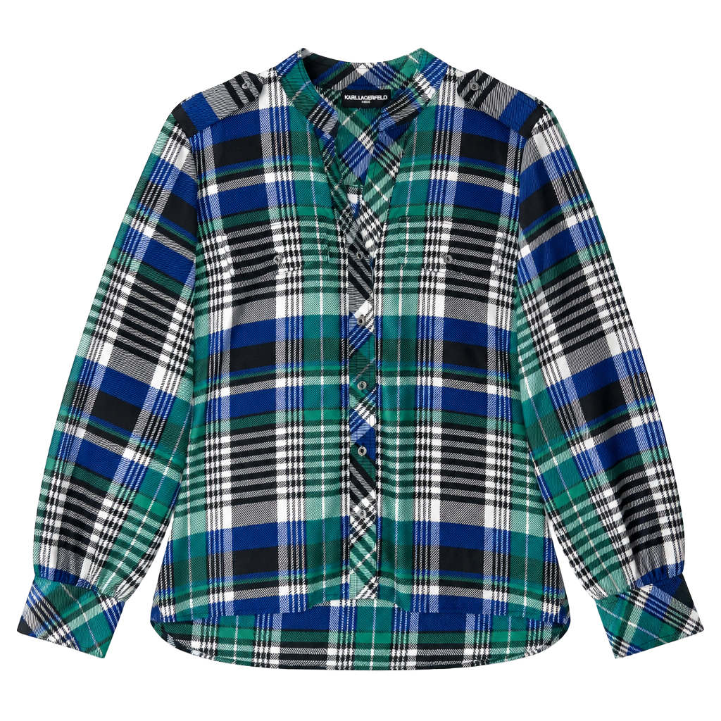 Karl Lagerfeld Paris Plaid Long Sleeve Blouse Size XL Multi Color 1