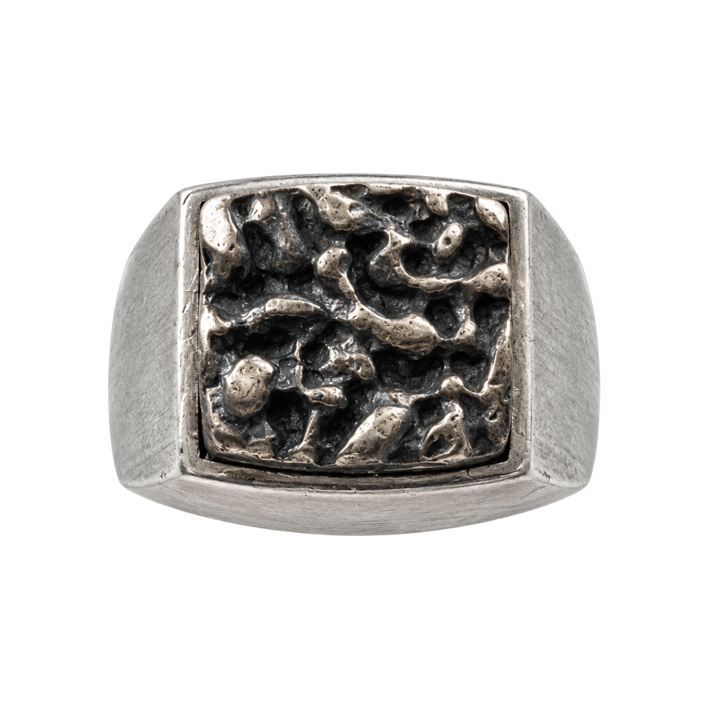 Sarah Coventry Vintage Silver Textured Square Signet Ring 1