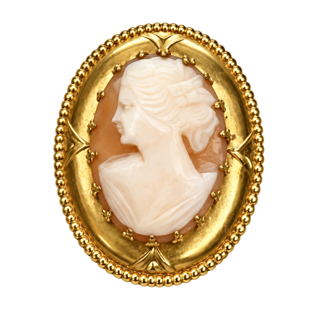 Vintage Gold Filled Shell Cameo Brooch Pin Pendant 1