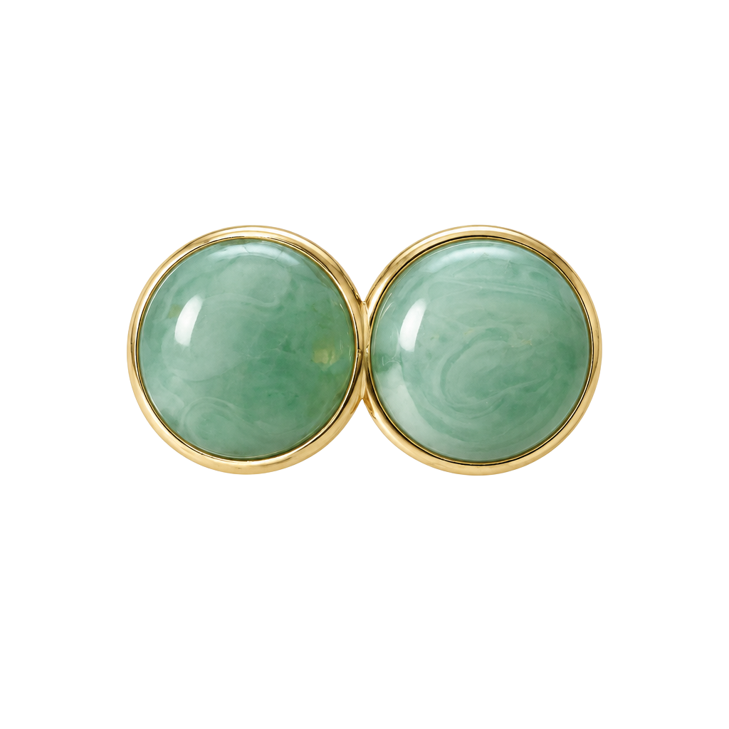 Vintage Green Enamel Dome Clip-On Earrings 1