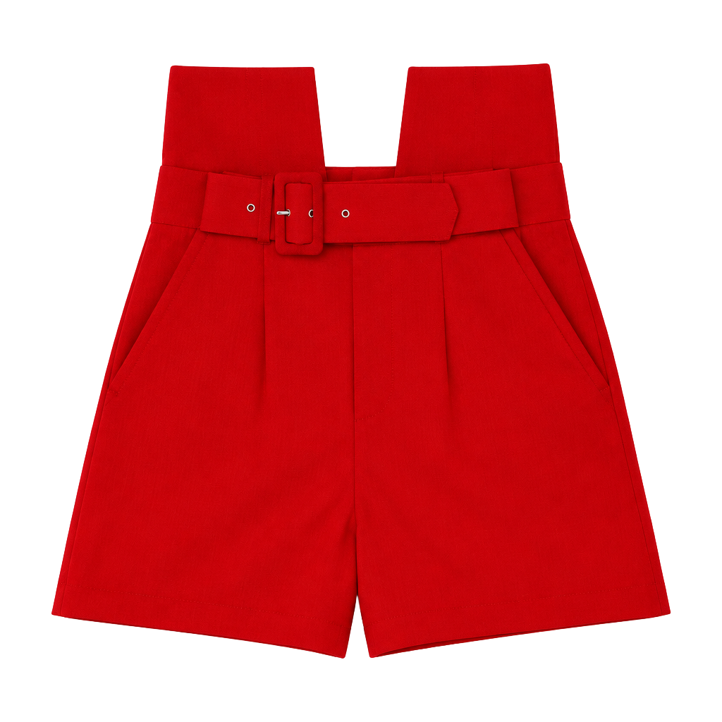 Zara Belted High Waist Trousers Size XS Red 1