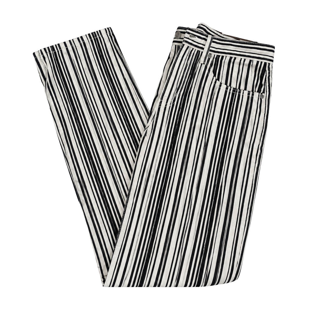 Levi's Low Pro Jeans Size 27x30 Black White Striped Straight Leg 1