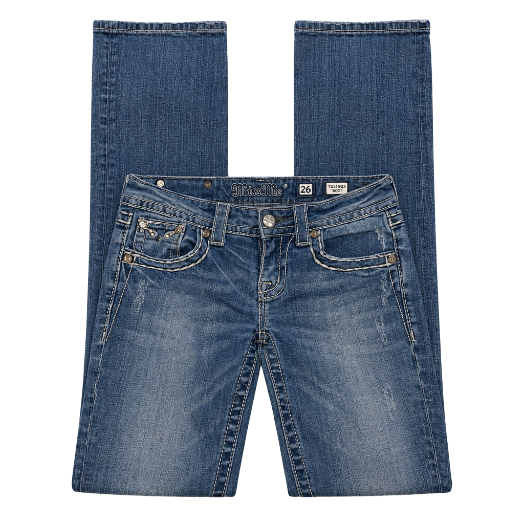Miss Me JES161B3L Bootcut Jeans Size 26x33 Embellished Pocket 1