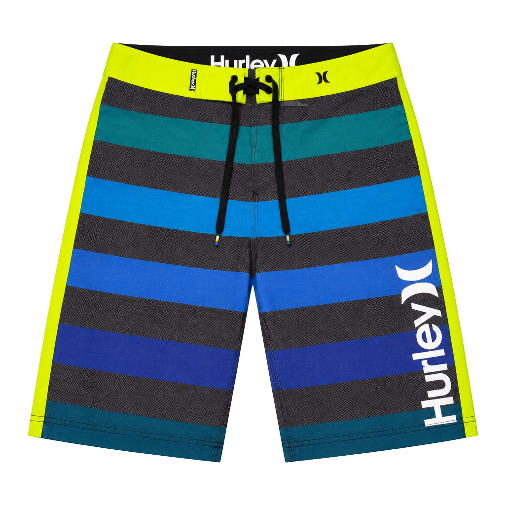 Hurley Phantom Board Shorts Striped Neon Yellow Blue Size 28 1