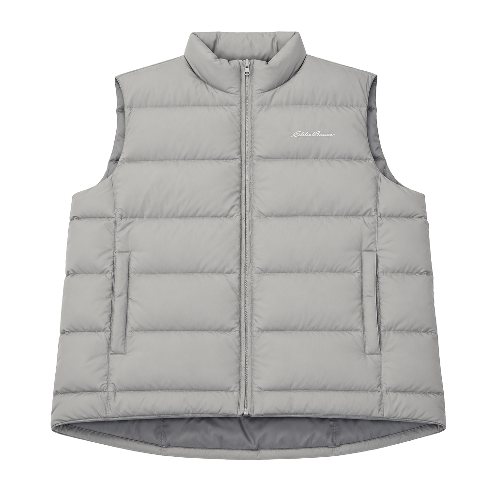 Eddie Bauer Puffer Vest Size XL Gray Full Zip Winter Outerwear 1