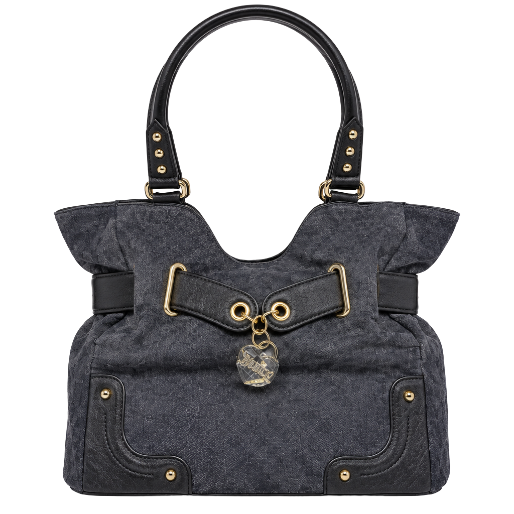 Juicy Couture Dark Brown Suede Leather Handbag with Gold Hardware 1