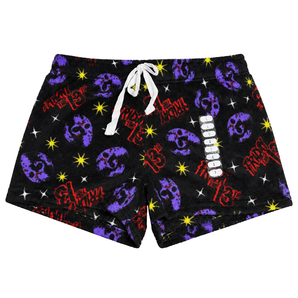 Friday the 13th Jason Voorhees Plush Lounge Shorts Black Purple NWT 1