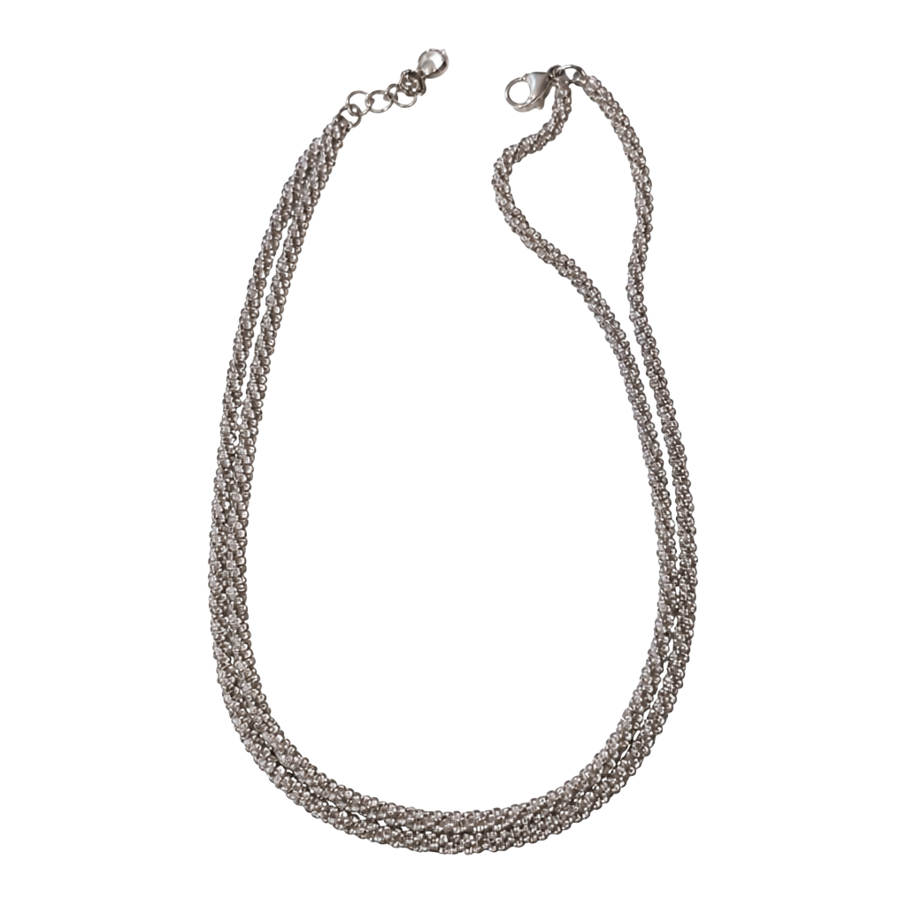 Vintage Italian Sterling Silver Multi-Strand Braided Rope Chain Necklace 11” 1