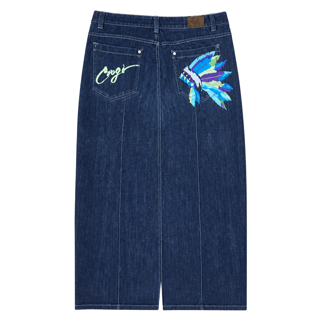 Coogi Men's Vintage Y2K Embroidered Headdress Baggy Denim Jeans Size 44x34 1