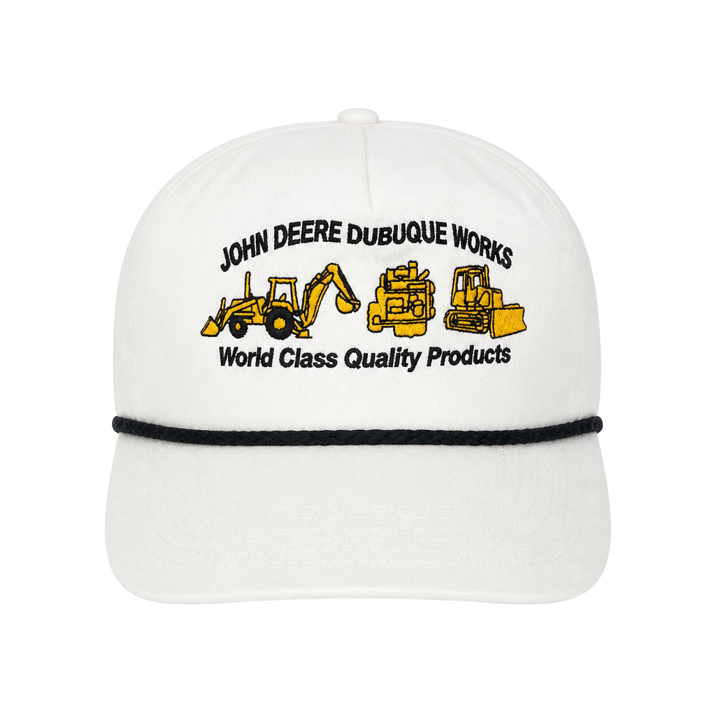 Vintage John Deere Dubuque Works Hat NWT White World Class Snapback Cap 1