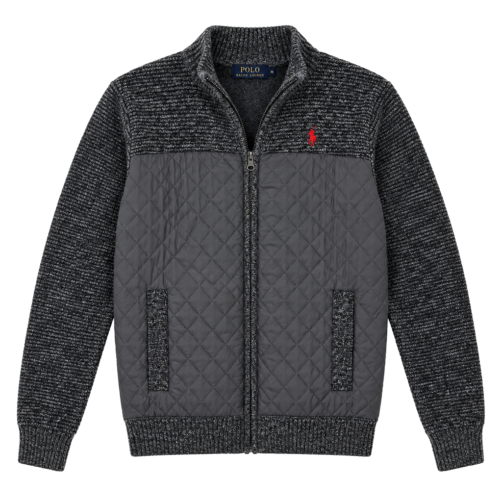 Polo Ralph Lauren Full Zip Quilted Sweater Size 2X Gray 1