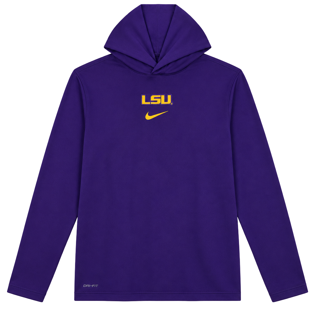 Nike LSU Tigers Dri-FIT Long Sleeve Hoodie Size XL Purple 1