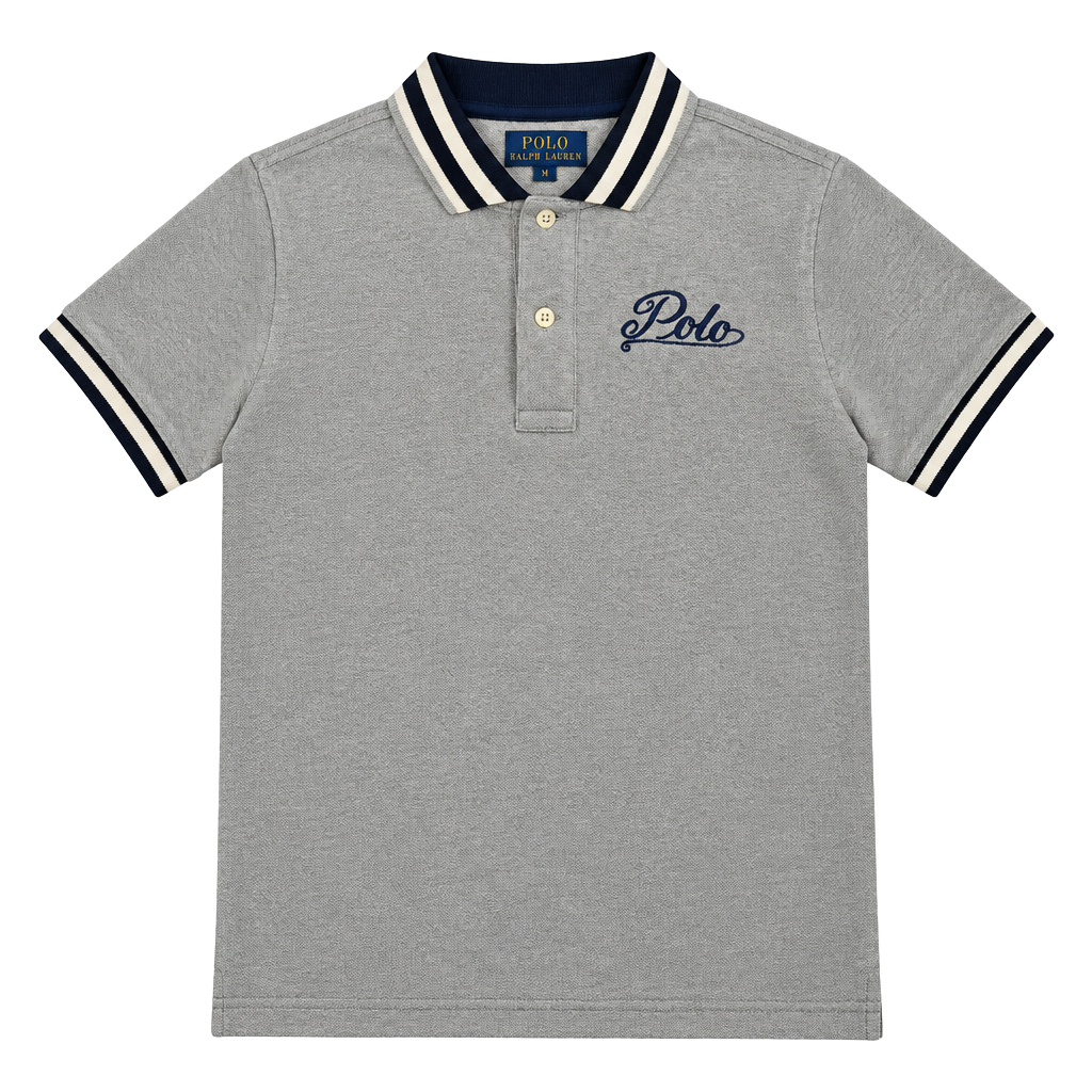 Polo Ralph Lauren Tiger Patch Polo Shirt Size 7 Grey Boys New 1