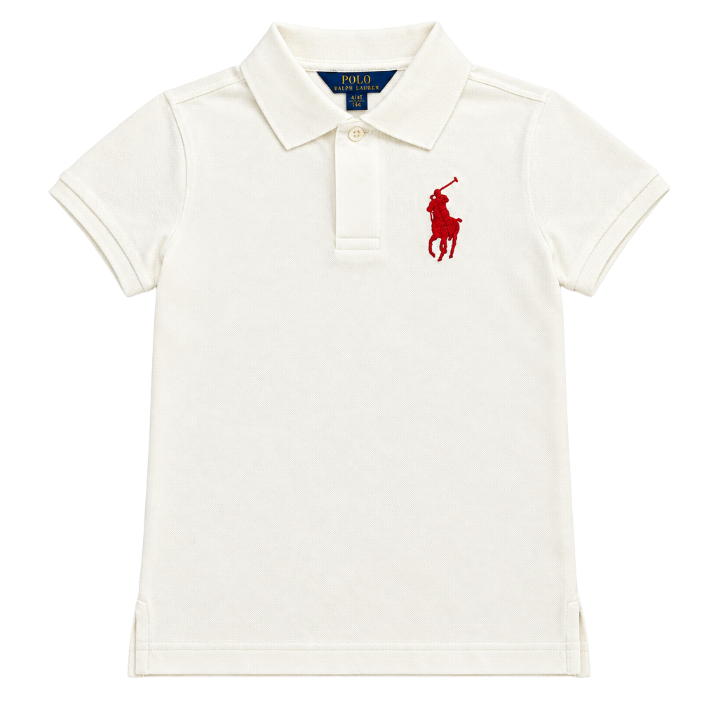 New Polo Ralph Lauren Polo Shirt Size L 12-14 White Red Big Pony Cotton 1