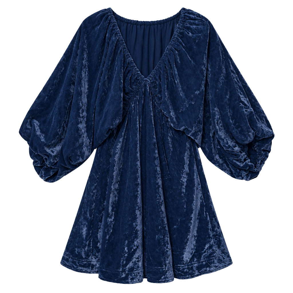 NWT Free People Portia Velvet Mini Dress Midnight Rain Size S 1