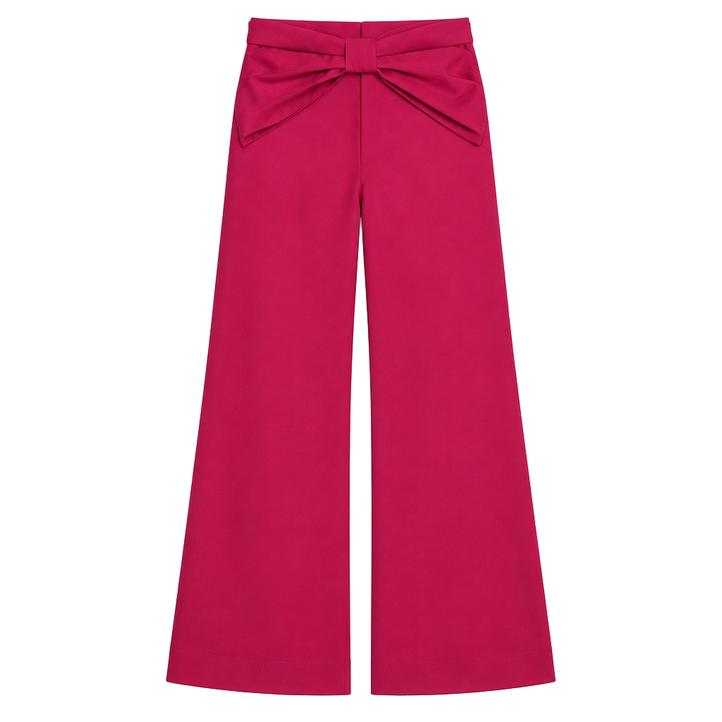 NWT Anthropologie Maeve Bow Waist Wide Leg Pants Pink - 25 Petite (P) 1