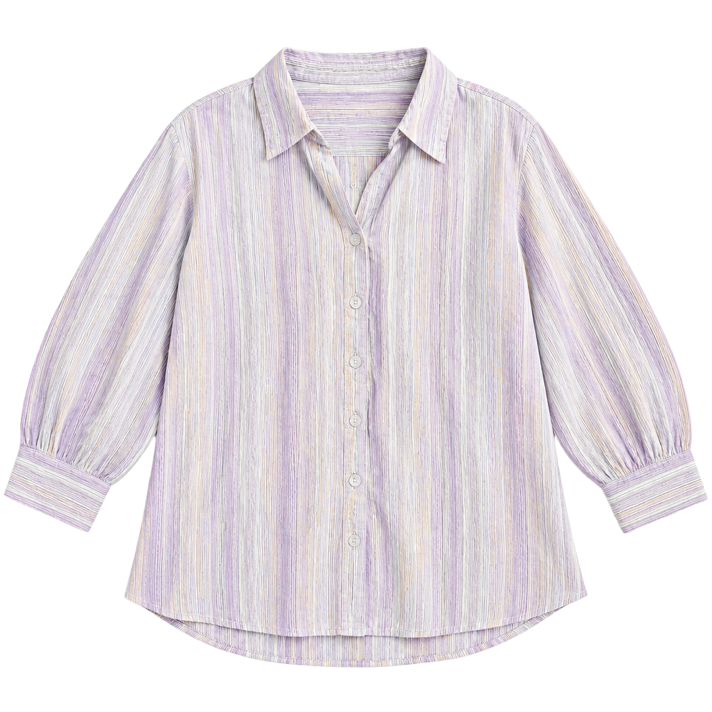 JM Collection Button Down Shirt Size 20W Purple Striped 1