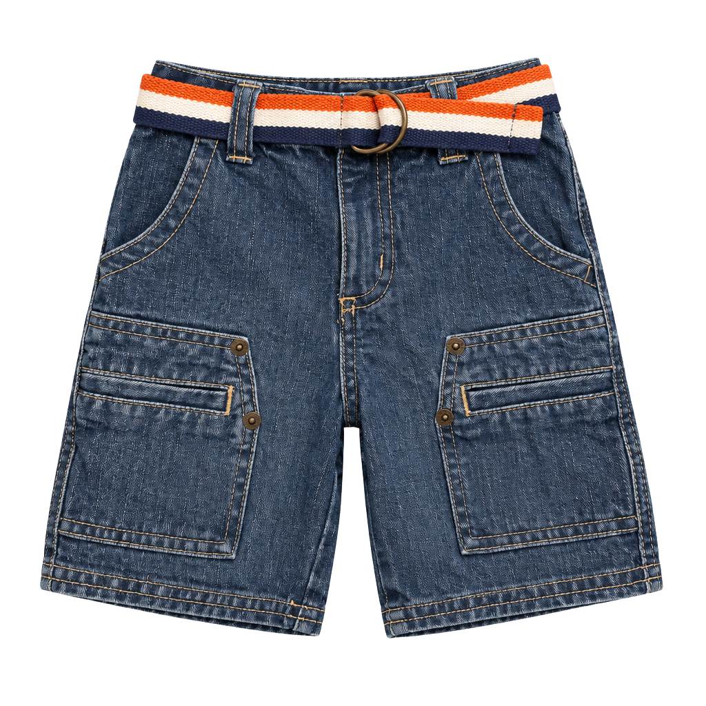 Y2K Gymboree Cargo Denim Shorts Size 12-18 Mos With Belt 1