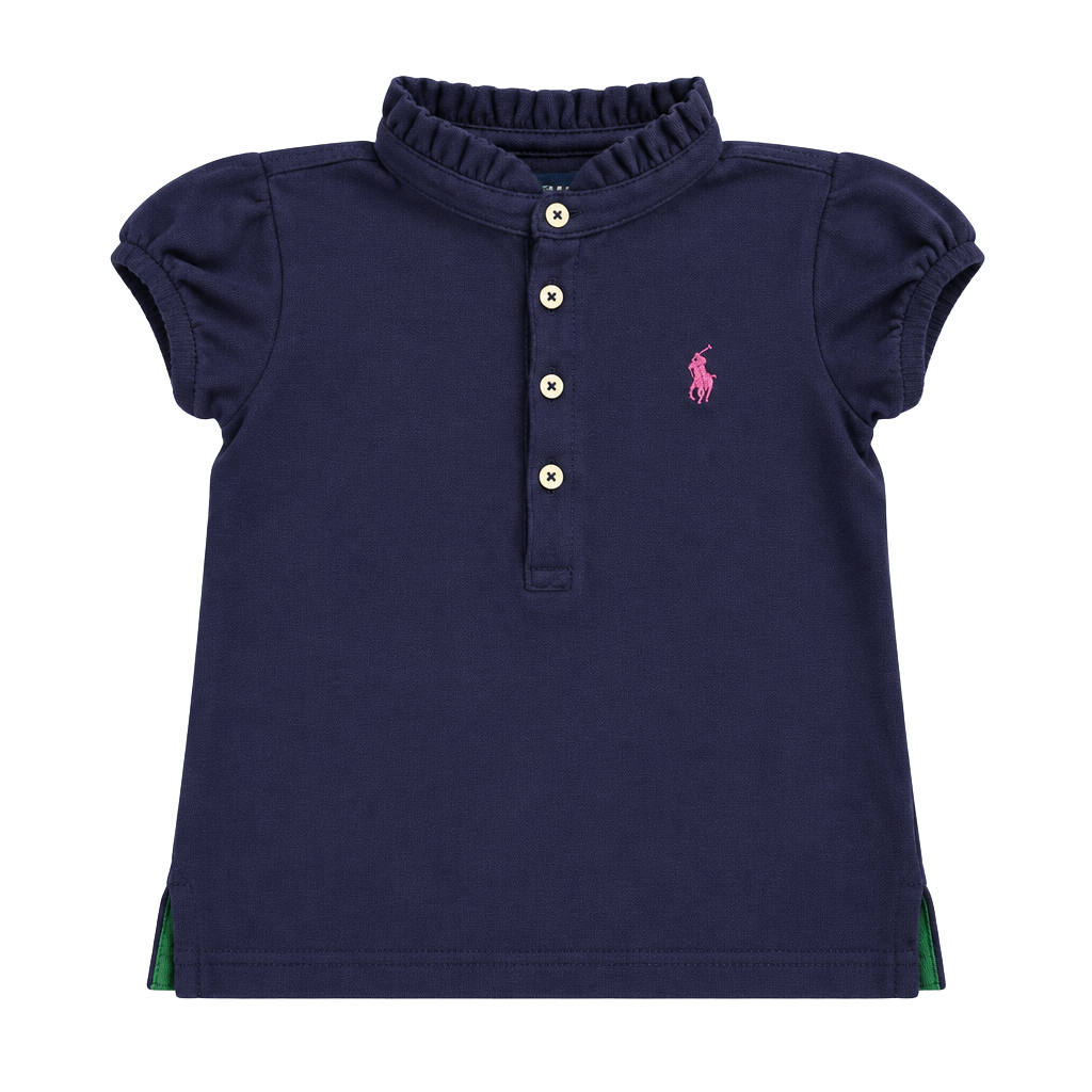 Ralph Lauren Polo Shirt Size 4/4T Purple Ruffled Collar 1