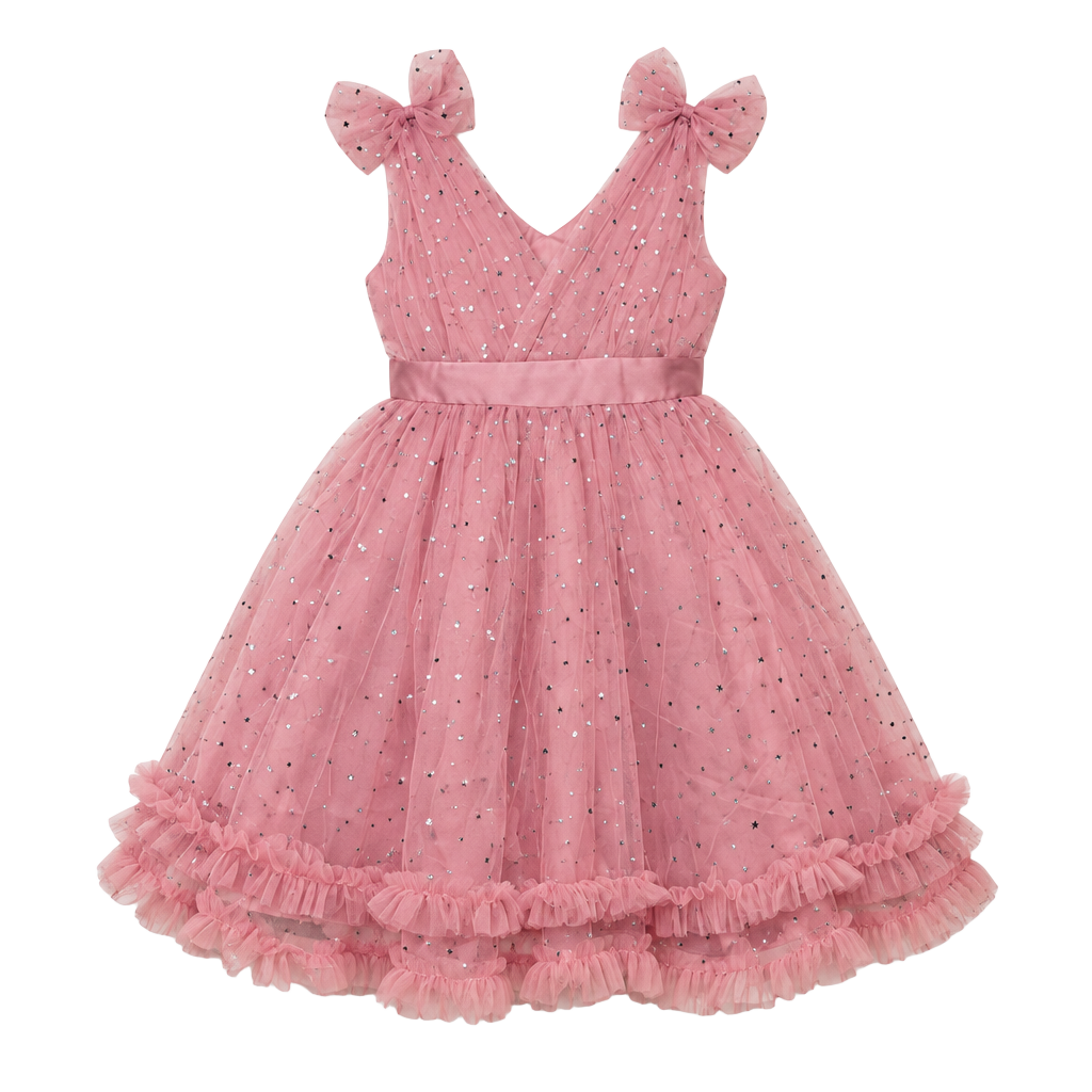 Toddler Kids Girls Butterfly Dress Sparkle Sequins Tulle Wedding Formal 1
