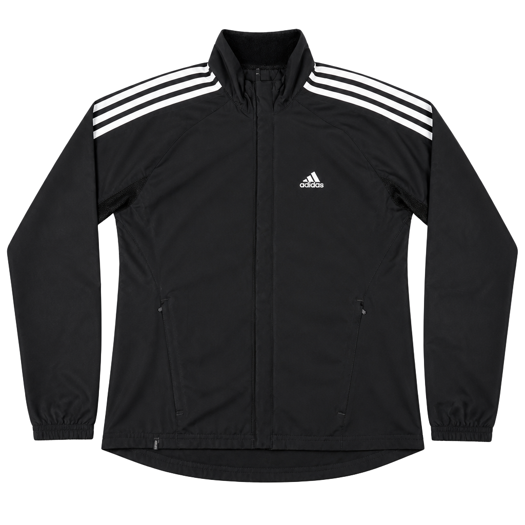 Adidas ClimaProof Black Three Stripe Athletic Windbreaker Jacket 1