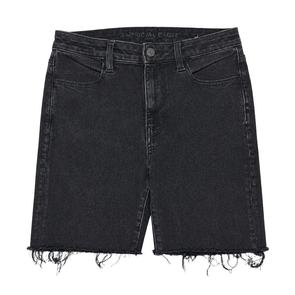 American Eagle Super Hi-Rise Jegging Black Denim Shorts 1