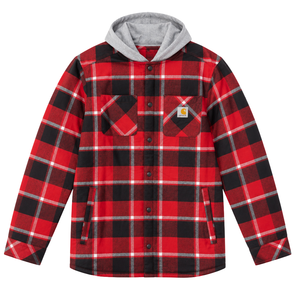 Carhartt Boy's Red Plaid Fleece Lined Hooded Jacket 1