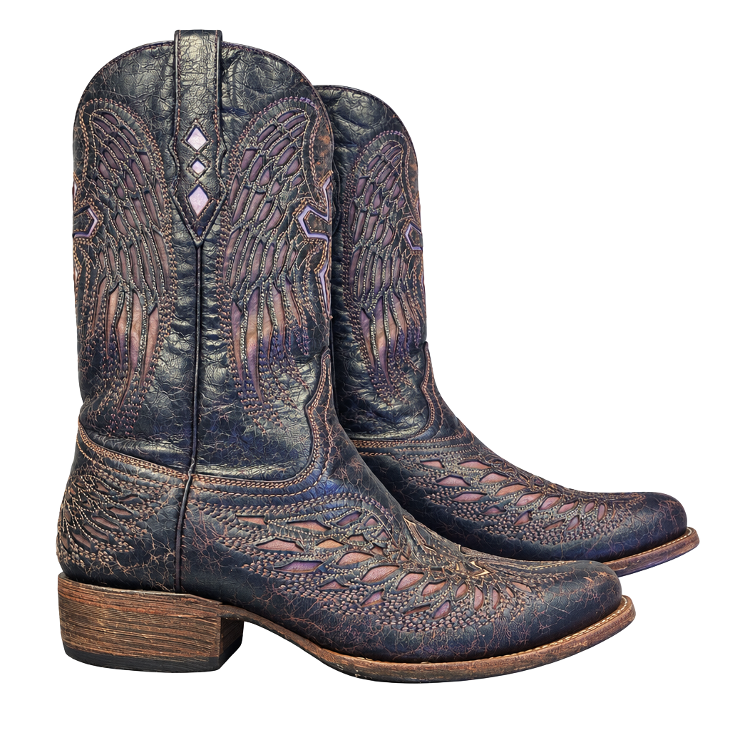Corral Ladies Black/Gold/Silver Wing and Cross Boot - , 1