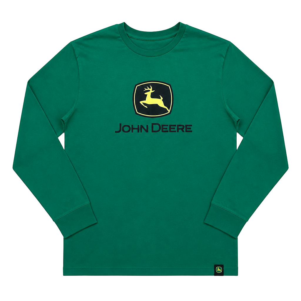 John Deere Green Long Sleeve Logo T-Shirt Size Small 1