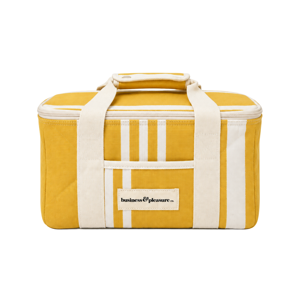 Business & Pleasure Co. The Premium Cooler Bag in Mimosa Yellow Stripe 1