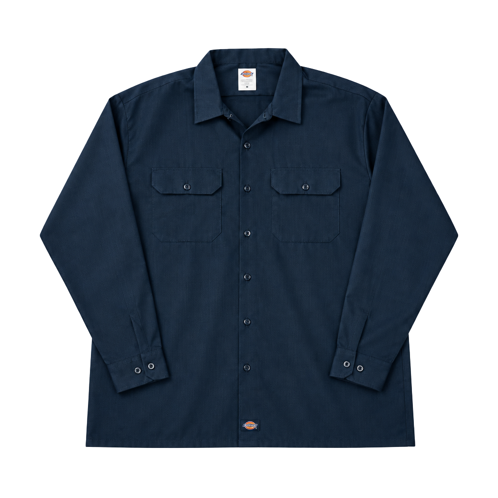 Dickies FLEX Long Sleeve Work Shirt Size 3XL Dark Navy 1
