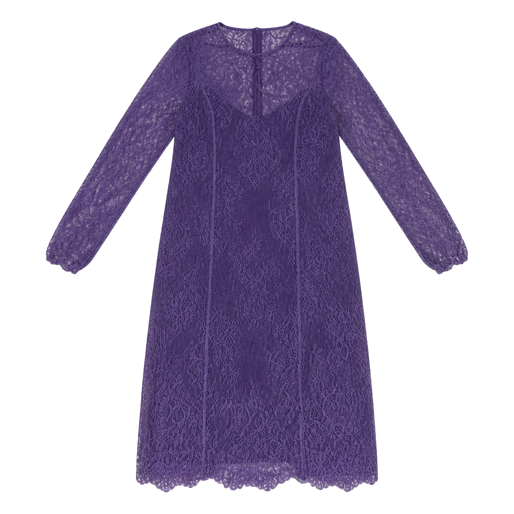 Worth New York Purple Lace Dress with Rhinestone Details 1