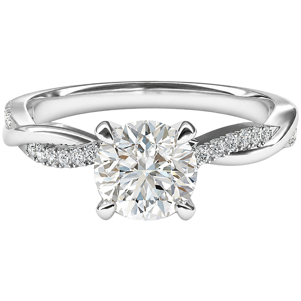 Sterling Silver Twisted Vine Simulated 1.0 CT Diamond Ring 1