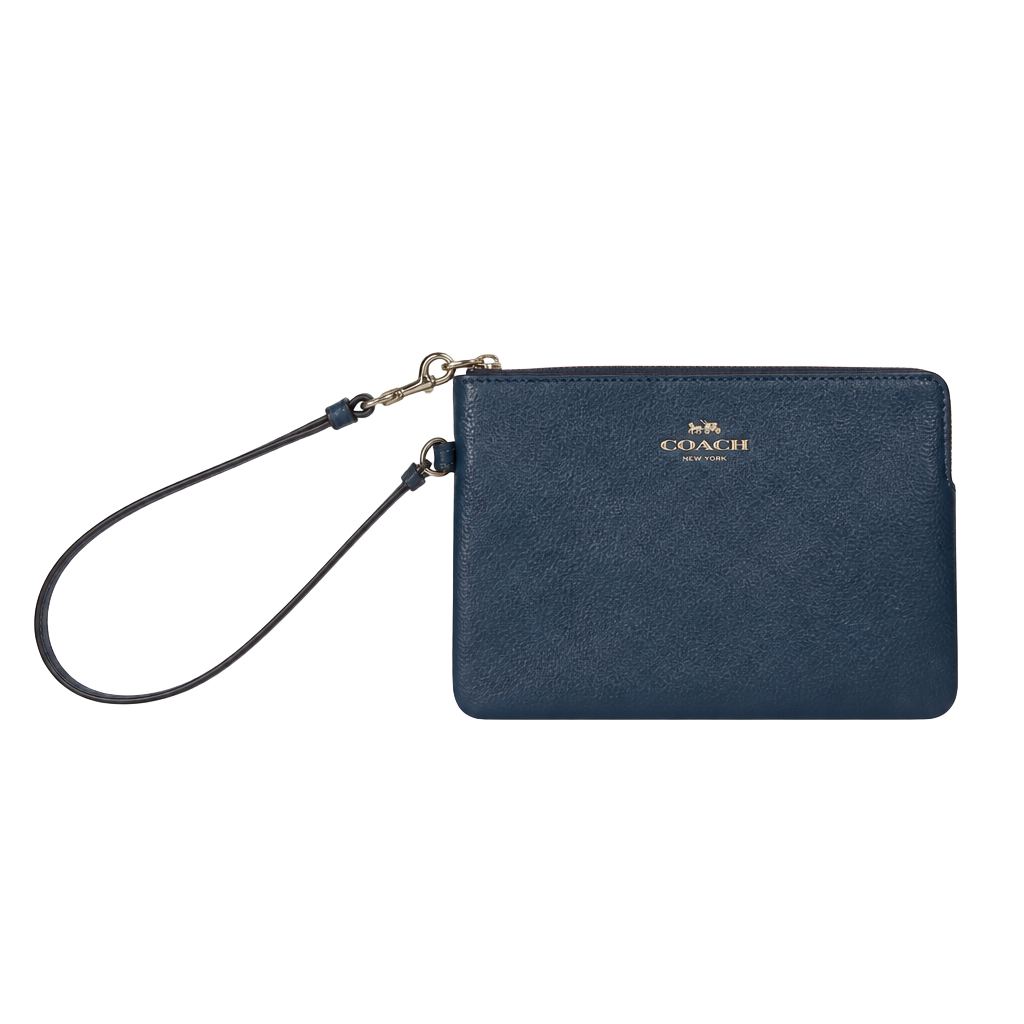 Coach Blue Leather Wristlet 1