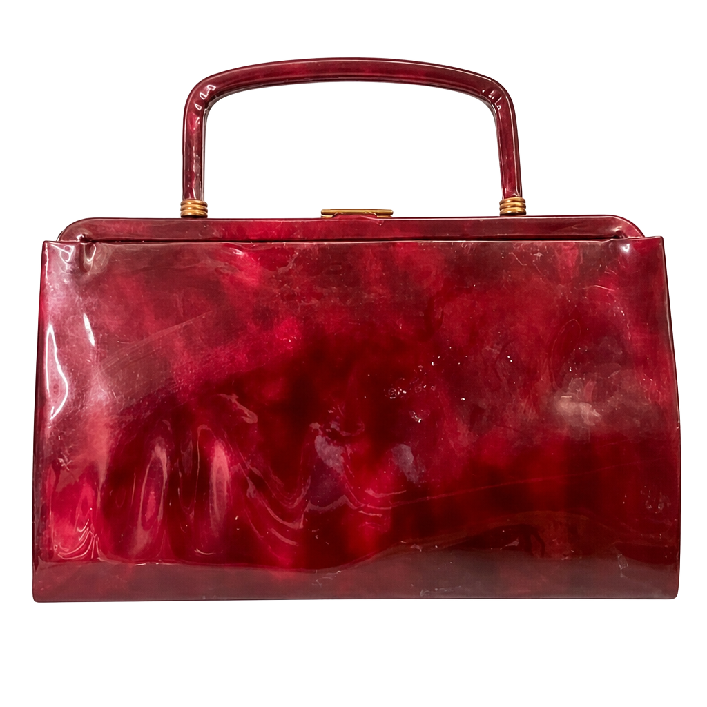 Vintage Burgundy Handbag with Sturdy Handle 1