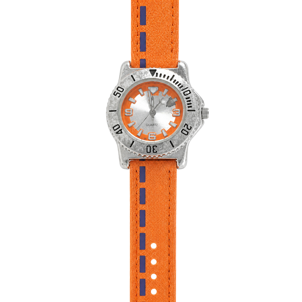 VTG Orange Watch with Navy stripe on band women/girls 1