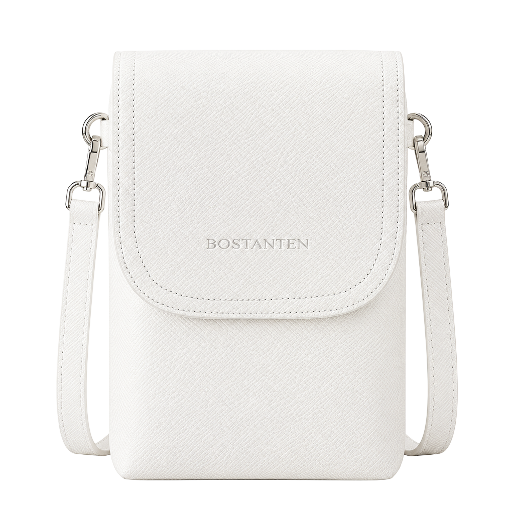 Bostanten Small Crossbody Bag White Vegan Leather Cell Phone Purse 1