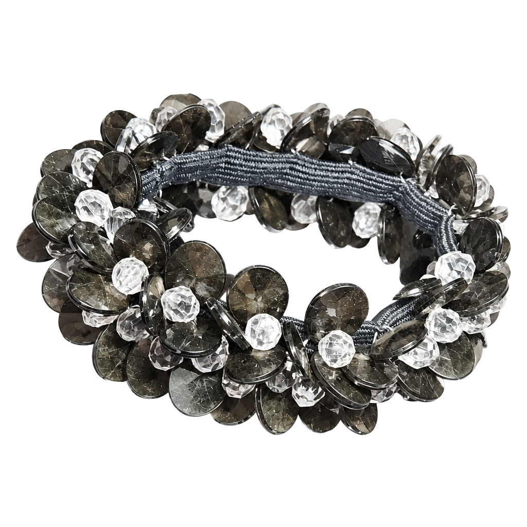 Unbranded Black Sequin and Clear Crystal Stretch Bracelet 1