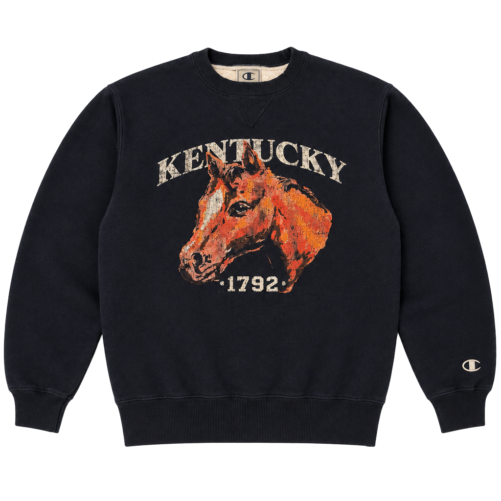 Horse Sweater Champion Kentucky Equestrian Sweatshirt Size S Navy Blue Crewneck 1