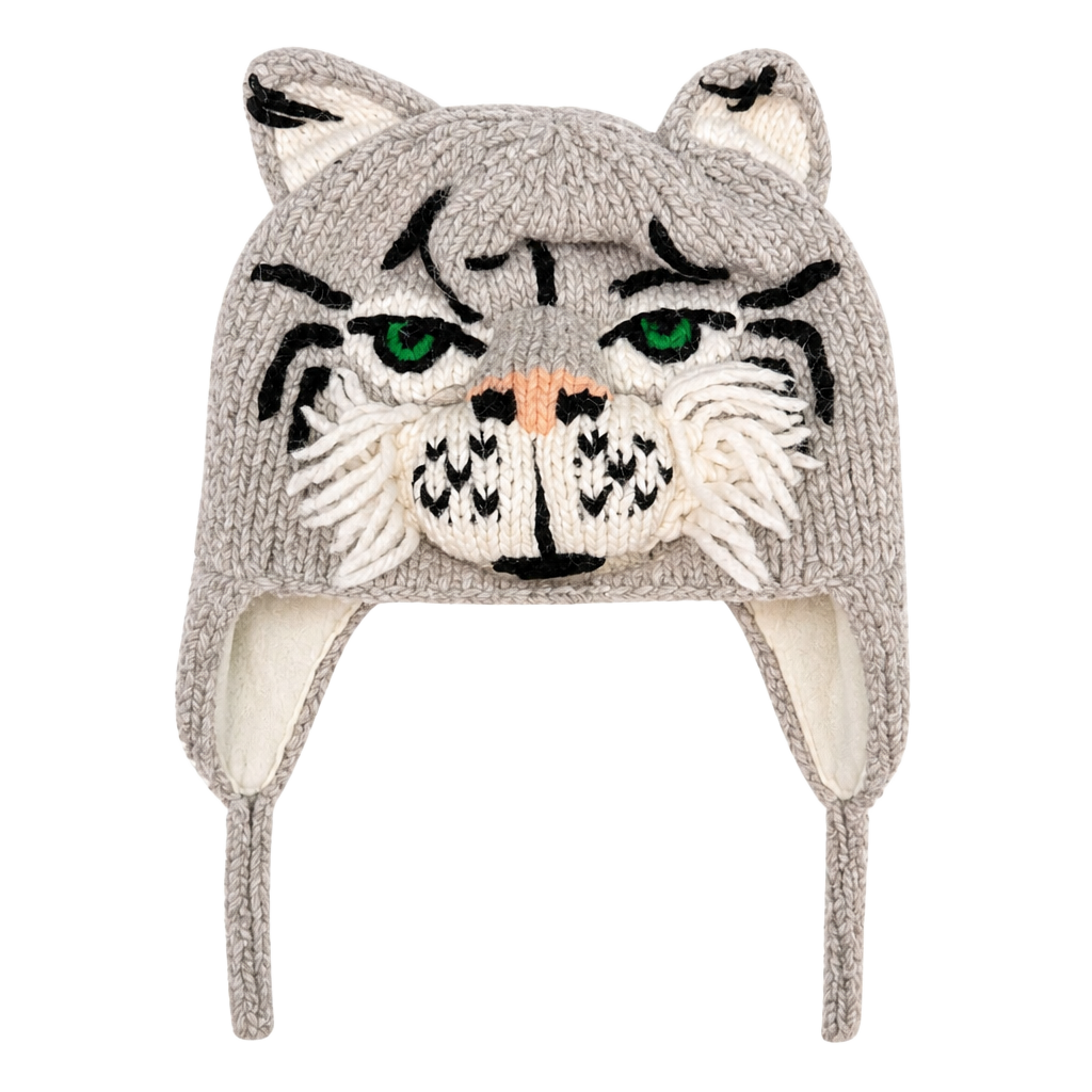 Vive Bien Handcrafted Cougar Animal Knit Earflap Hat for Youth 1
