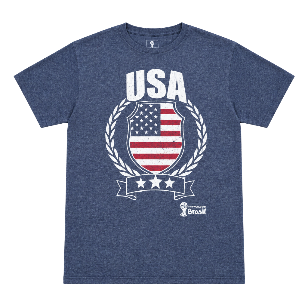 FIFA World Cup Brasil USA T-Shirt Size M Blue Graphic Tee 1