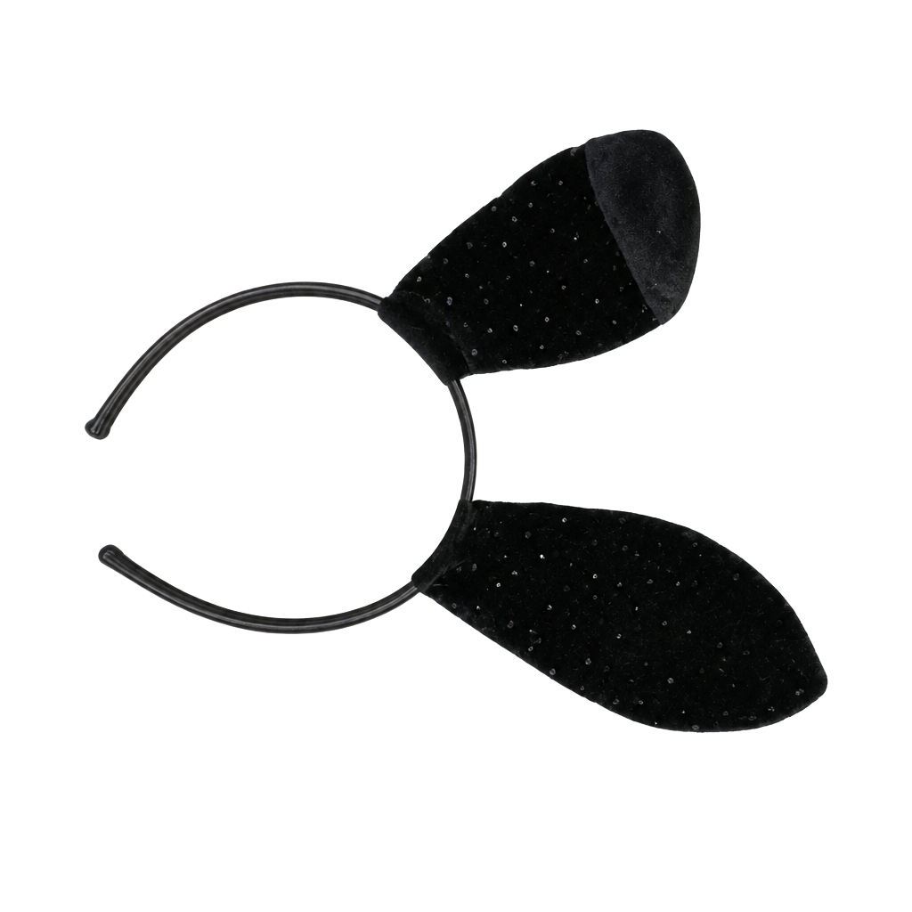 Black Velvet Poseable Bunny Ears Headband 1