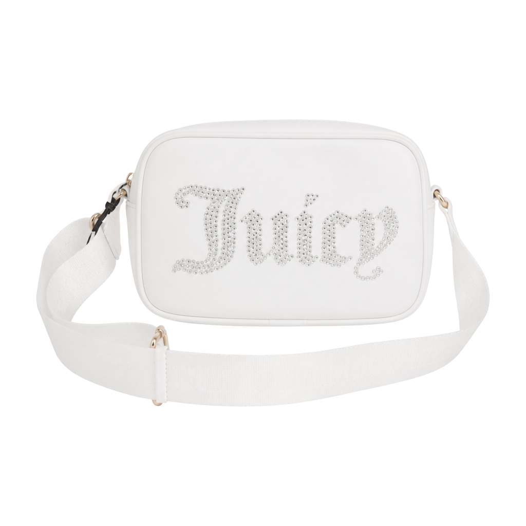 Juicy Couture Obsession Camera Crossbody Bag White Crystal Logo NWT 1
