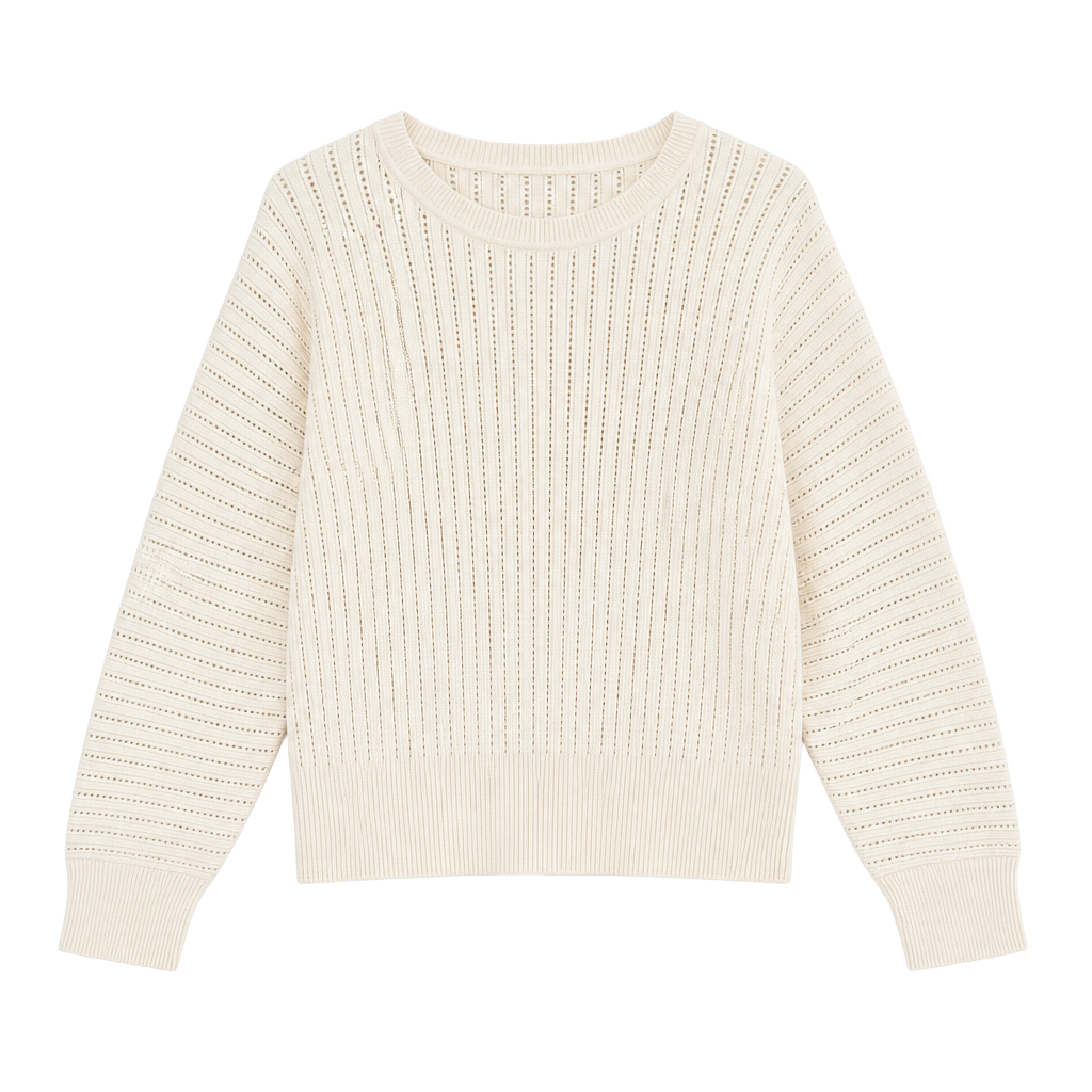 Club Monaco Ribbed Sweater XL Cream Exaggerated Sleeve Pullover 1