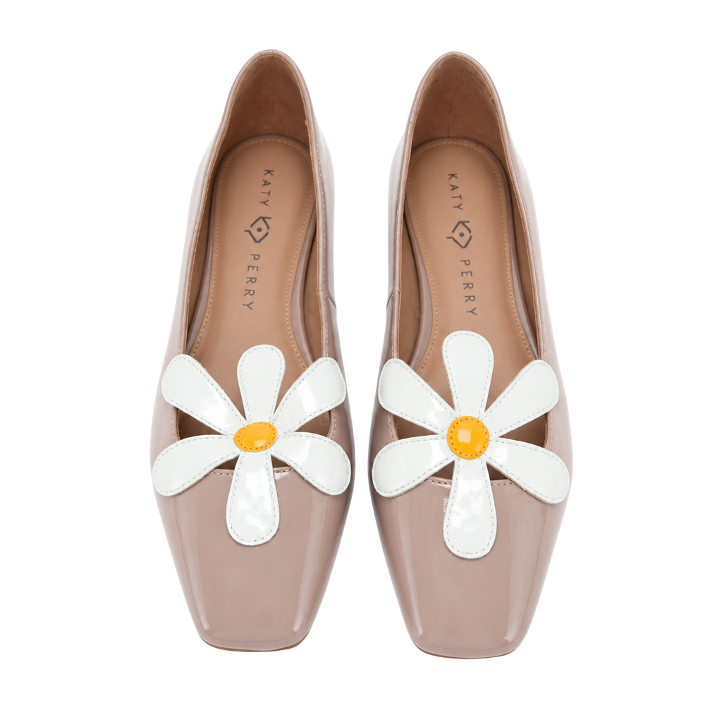 Katy Perry Evie Daisy Flats Patent Leather Pink White 1