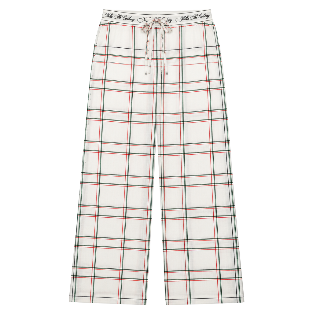 Yellow The Label Drew Linen Plaid Pants 1