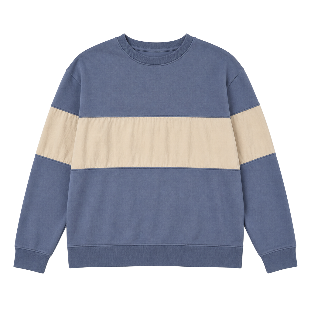 Dear Miler Color Block Sweatshirt Size M Blue Tan Nylon Cotton 1