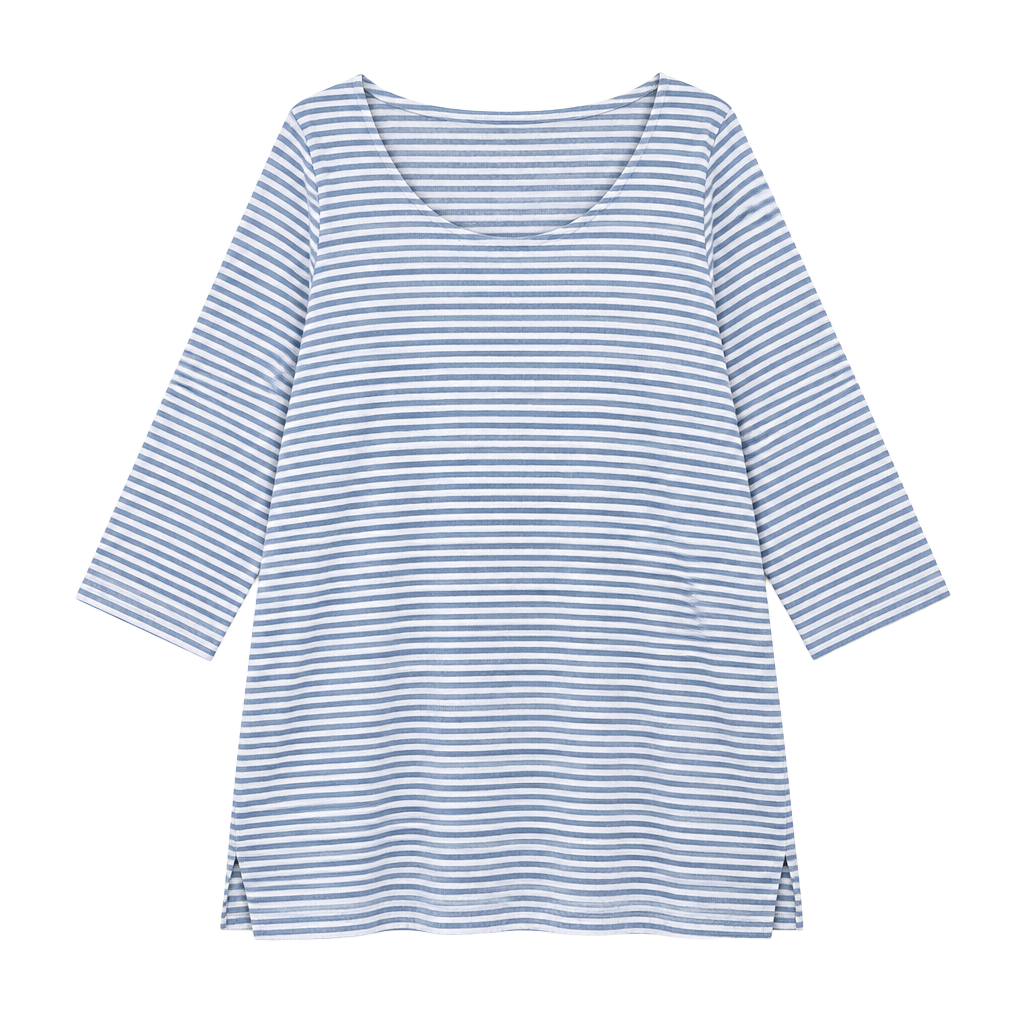 J. Jill Blue And White Striped Scoop Neck Tunic 1