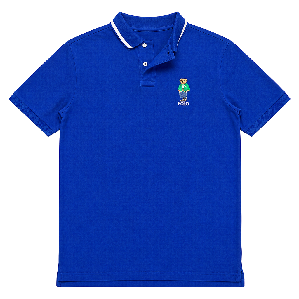POLO Ralph Lauren Polo Bear Logo Men's Royal Blue Preppy Classic Fit Polo Size L 1